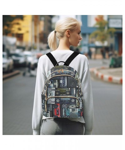 Retro Music Tape Backpack for Women, Anti Theft Backpack Lightweight Small Travel Backpack Shoulder Bag for Work Travel Small...