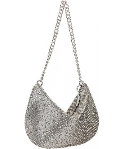 DEXMAY Rhinestone Purse Crystal Women Shoulder Bag Party Evening Clutch Handbag Pewter $14.34 Evening Bags