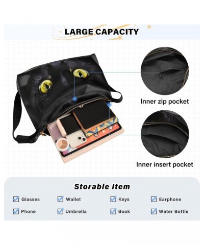 Black Cat Shoulder Bag for Women Waterproof PU Leather Hobo Bags Crossbody Purse with Zipper Closure $14.19 Shoulder Bags