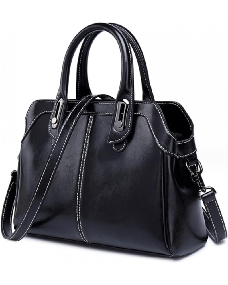 Women Retro Handbag and Totes Purse Top Handle Satchel Leather Shoulder Crossbody Bag Black $27.03 Totes