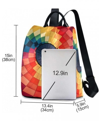 Rainbow Hot Air Balloon Backpack Purse for Women Travel Bag Anti Theft Back Pack Fashion Shoulder Bag with Adjustable Straps ...