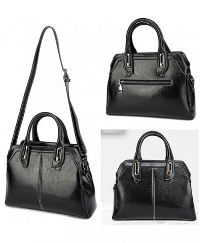 Women Retro Handbag and Totes Purse Top Handle Satchel Leather Shoulder Crossbody Bag Black $27.03 Totes