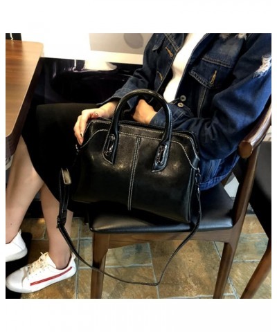 Women Retro Handbag and Totes Purse Top Handle Satchel Leather Shoulder Crossbody Bag Black $27.03 Totes