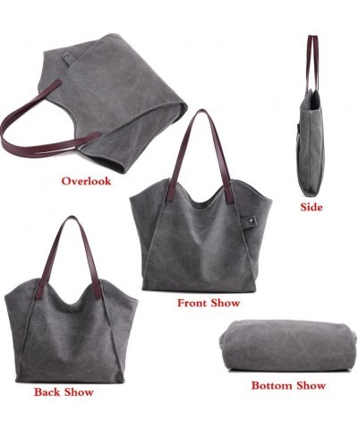 Women Casual Hobo Tote Canvas Handbag Shoulder Crossbody Top Handle Shopper Bag Grey Grey. $23.26 Totes