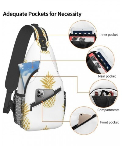 Durable Adjustable Outdoor Hiking hacker era Print Cross Chest Bag Diagonally Single Shoulder Backpack Gold Pineapple Backgro...