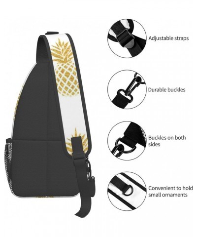 Durable Adjustable Outdoor Hiking hacker era Print Cross Chest Bag Diagonally Single Shoulder Backpack Gold Pineapple Backgro...