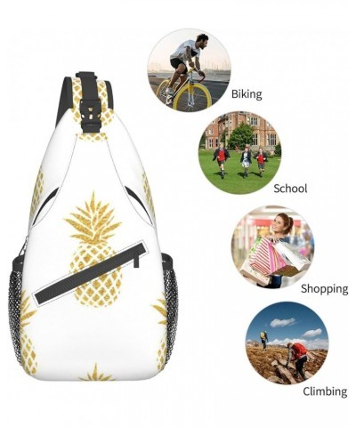 Durable Adjustable Outdoor Hiking hacker era Print Cross Chest Bag Diagonally Single Shoulder Backpack Gold Pineapple Backgro...