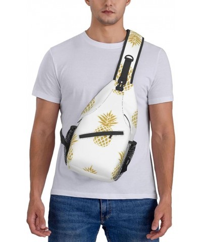 Durable Adjustable Outdoor Hiking hacker era Print Cross Chest Bag Diagonally Single Shoulder Backpack Gold Pineapple Backgro...