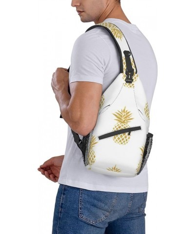 Durable Adjustable Outdoor Hiking hacker era Print Cross Chest Bag Diagonally Single Shoulder Backpack Gold Pineapple Backgro...