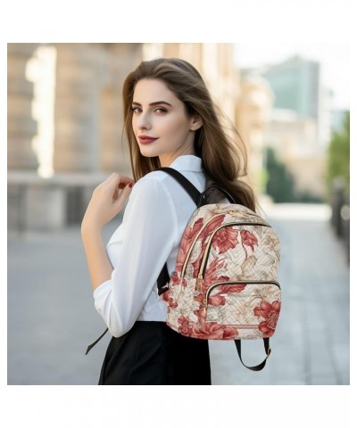 Blue and Purple Colorful Vase Anti Theft Backpacks, Women Fashion Backpack, Women Backpack for Travel, M Red Beige Tricolor F...