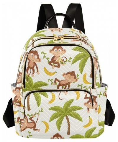 Monkey Palm Tree Quilted Backpack for Women Purse Shoulder Bag Travel Bags for Daily Work Nurse S Small $17.04 Backpacks