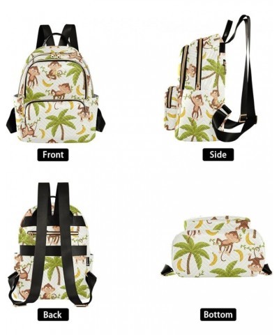 Monkey Palm Tree Quilted Backpack for Women Purse Shoulder Bag Travel Bags for Daily Work Nurse S Small $17.04 Backpacks