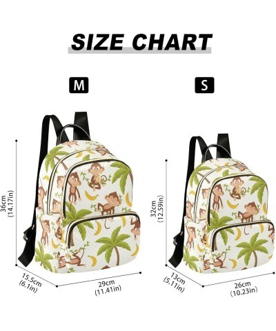 Monkey Palm Tree Quilted Backpack for Women Purse Shoulder Bag Travel Bags for Daily Work Nurse S Small $17.04 Backpacks