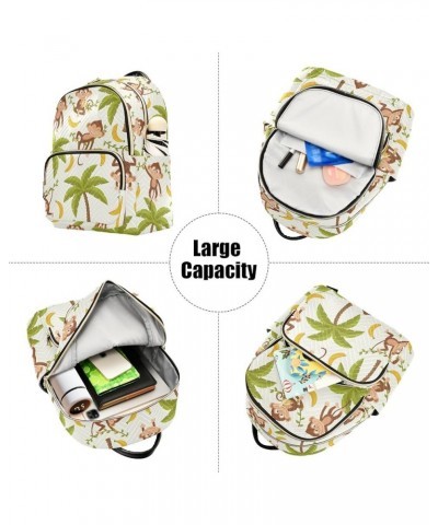 Monkey Palm Tree Quilted Backpack for Women Purse Shoulder Bag Travel Bags for Daily Work Nurse S Small $17.04 Backpacks