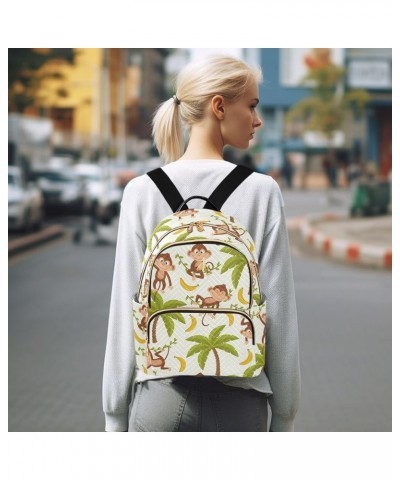 Monkey Palm Tree Quilted Backpack for Women Purse Shoulder Bag Travel Bags for Daily Work Nurse S Small $17.04 Backpacks