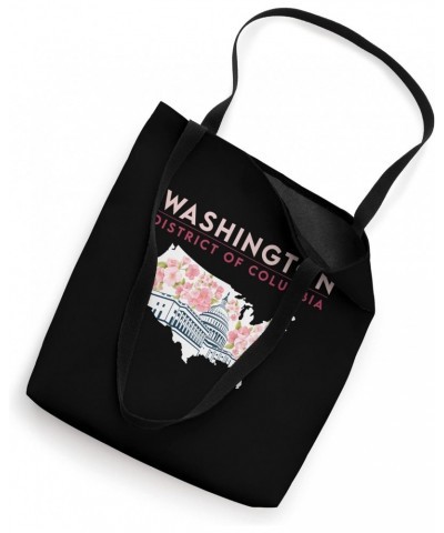 Washington Capitol Building With Cherry Blossom In US Map Tote Bag $12.85 Totes