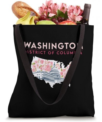 Washington Capitol Building With Cherry Blossom In US Map Tote Bag $12.85 Totes