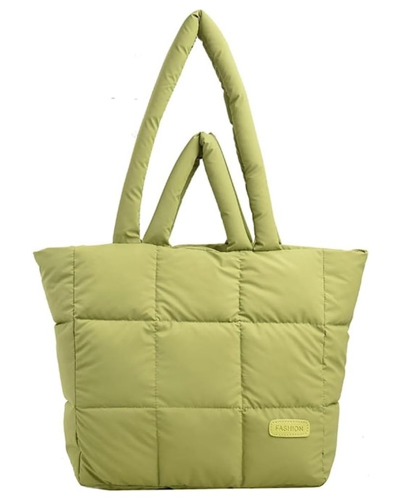 Quilted Tote Bag for Women Trendy Puffer Shoulder Bag Large Hobo Bag Purse Cloud Handbag Vintage 2024 Green $41.76 Totes