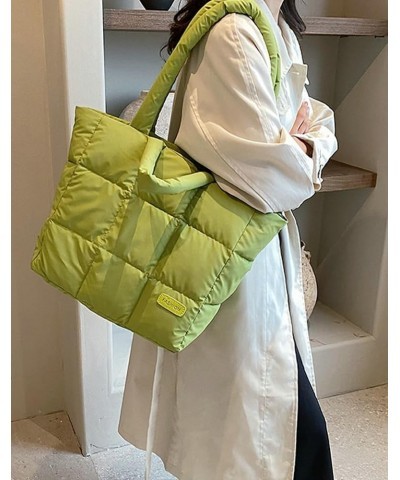 Quilted Tote Bag for Women Trendy Puffer Shoulder Bag Large Hobo Bag Purse Cloud Handbag Vintage 2024 Green $41.76 Totes