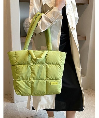 Quilted Tote Bag for Women Trendy Puffer Shoulder Bag Large Hobo Bag Purse Cloud Handbag Vintage 2024 Green $41.76 Totes