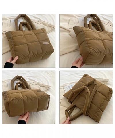 Quilted Tote Bag for Women Trendy Puffer Shoulder Bag Large Hobo Bag Purse Cloud Handbag Vintage 2024 Green $41.76 Totes