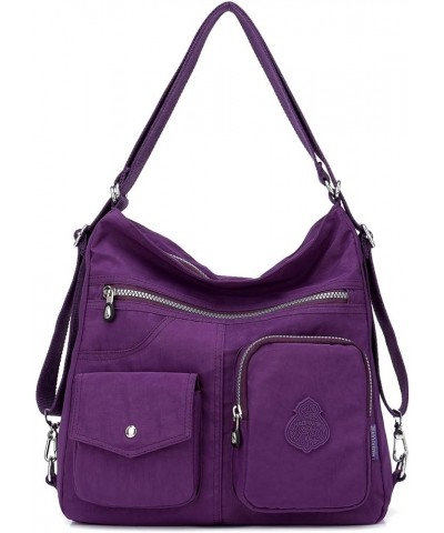 Crossbody Bag for Women Nylon Shoulder Bag Purse with Adjustable Strap,Fashion Multipurpose Backpack Purple $12.04 Backpacks