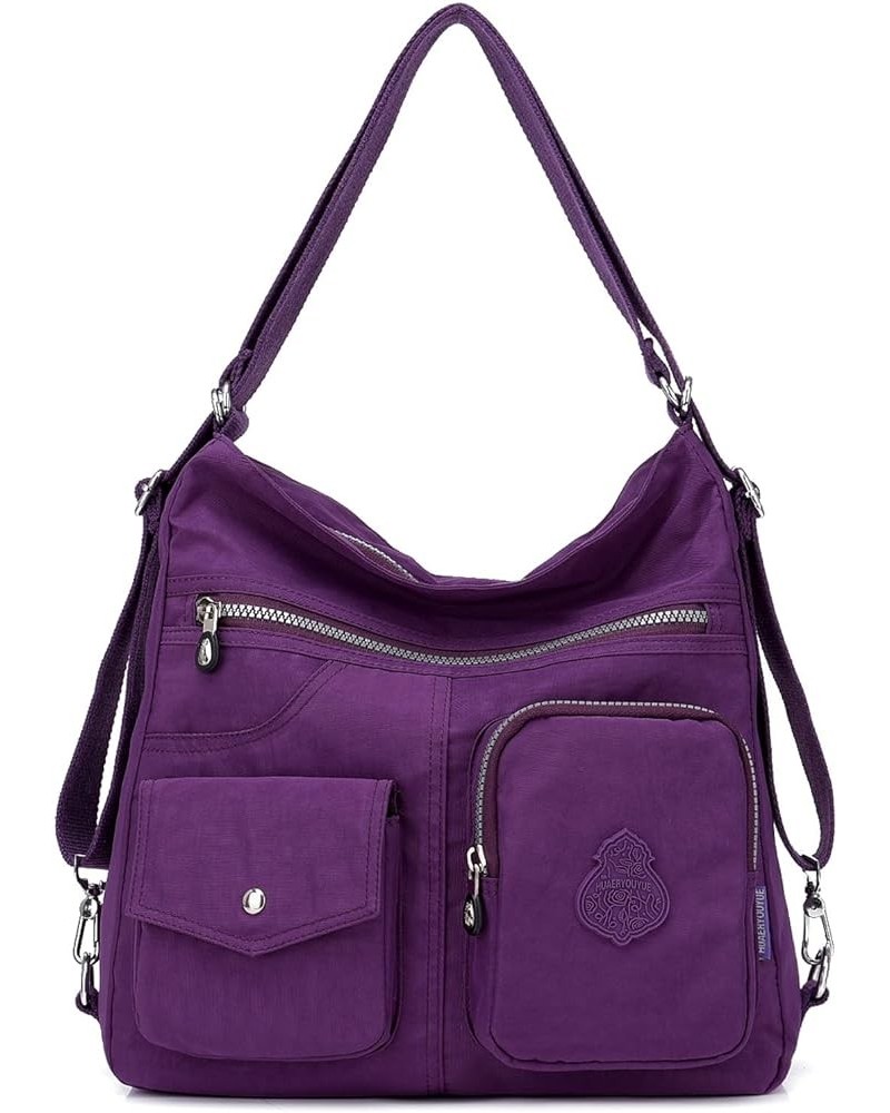 Crossbody Bag for Women Nylon Shoulder Bag Purse with Adjustable Strap,Fashion Multipurpose Backpack Purple $12.04 Backpacks