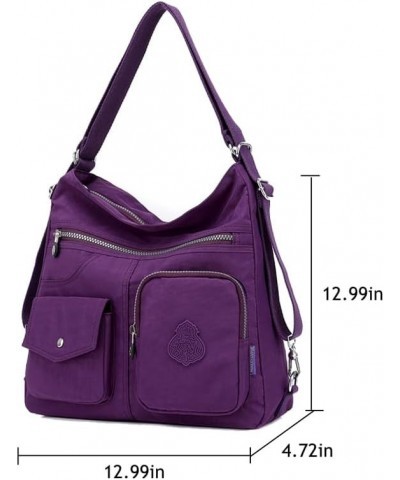 Crossbody Bag for Women Nylon Shoulder Bag Purse with Adjustable Strap,Fashion Multipurpose Backpack Purple $12.04 Backpacks