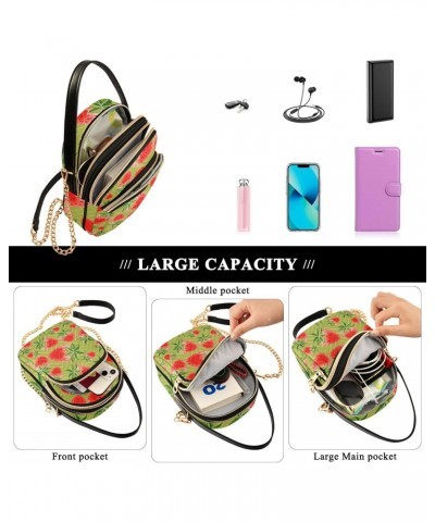 Strawberry Multi Pockets Crossbody Bags for Women Zip Cell Phone Purse Wallet Bag with Detachable Shoulder Strap Travel Purse...