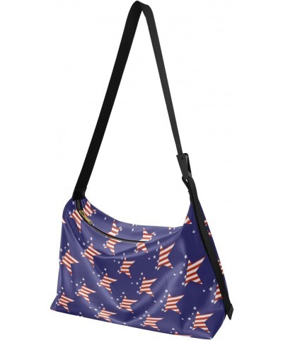 American Flag Stars Tote Bag for Women Large Hobo Bags Slouchy Crossbody Bag Hobo Purses with Adjustable Strap for Travel Wom...