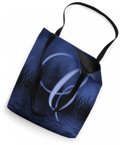 C Blue Night Dark Moon Stars Water Sky Initial Letter Name Tote Bag $11.14 Totes