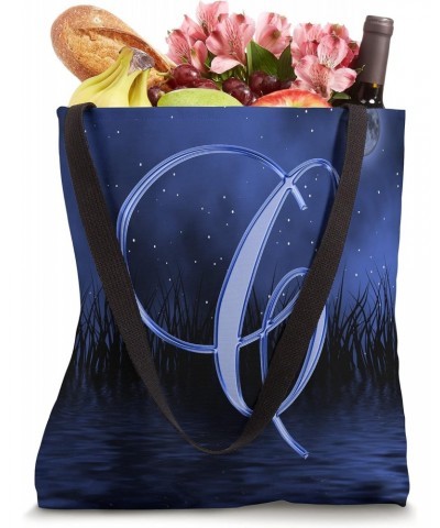 C Blue Night Dark Moon Stars Water Sky Initial Letter Name Tote Bag $11.14 Totes