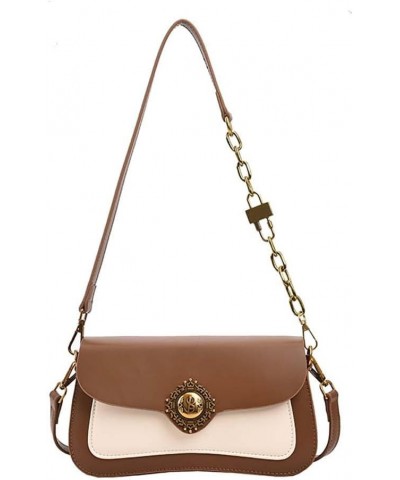 Contrast color small square bag for women with one shoulder crossbody underarm handbag for women Caramel Brown $17.16 Shoulde...