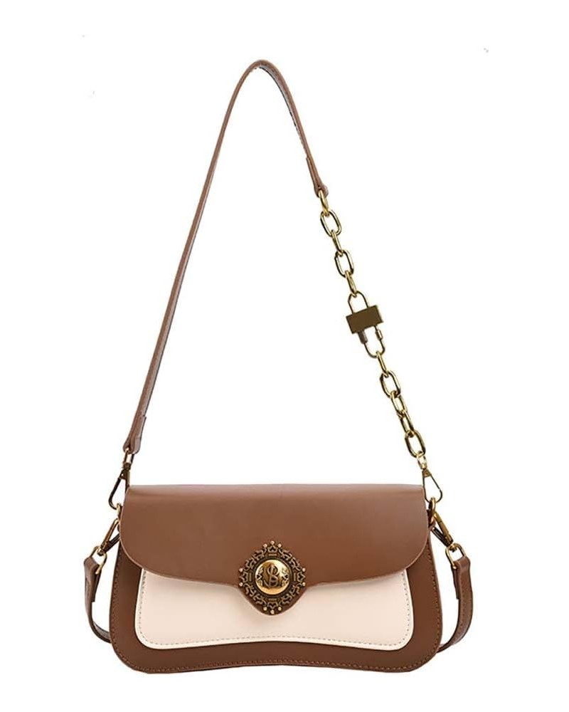 Contrast color small square bag for women with one shoulder crossbody underarm handbag for women Caramel Brown $17.16 Shoulde...