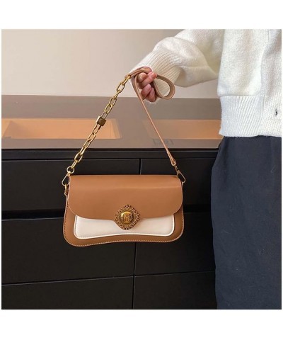 Contrast color small square bag for women with one shoulder crossbody underarm handbag for women Caramel Brown $17.16 Shoulde...