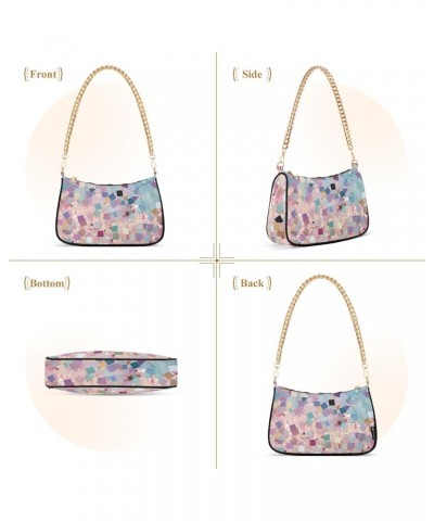 Crossbody Bags for Women Shoulder Purse Colorful Mosaic Background Handbags Stylish Clutch Purse with Chain Strap $13.80 Shou...