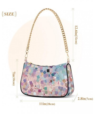 Crossbody Bags for Women Shoulder Purse Colorful Mosaic Background Handbags Stylish Clutch Purse with Chain Strap $13.80 Shou...