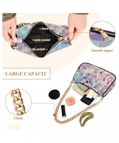 Crossbody Bags for Women Shoulder Purse Colorful Mosaic Background Handbags Stylish Clutch Purse with Chain Strap $13.80 Shou...