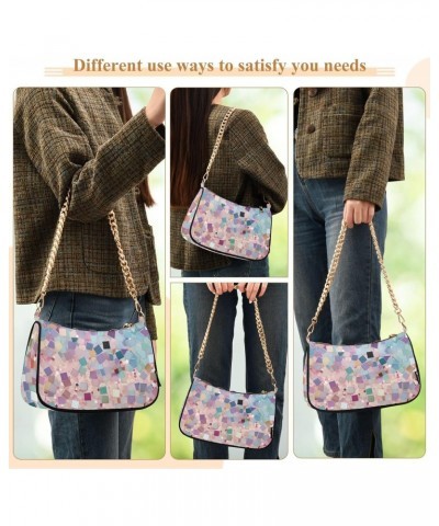 Crossbody Bags for Women Shoulder Purse Colorful Mosaic Background Handbags Stylish Clutch Purse with Chain Strap $13.80 Shou...