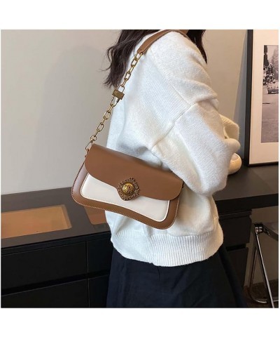 Contrast color small square bag for women with one shoulder crossbody underarm handbag for women Caramel Brown $17.16 Shoulde...