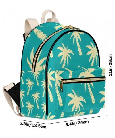 Palm Trees Mini Backpack Purse for Women Small Casual Daypacks Pu Leather Bookbag Fashion Turquoise Beige Back Packs Anti The...