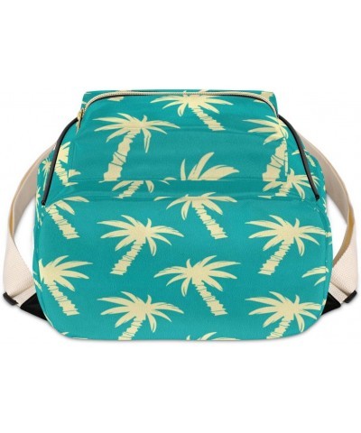 Palm Trees Mini Backpack Purse for Women Small Casual Daypacks Pu Leather Bookbag Fashion Turquoise Beige Back Packs Anti The...