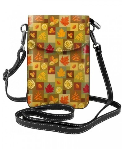 Small Crossbody Phone Bags for Women Leather Cell Phone Purse Lightweight Cell Phone Wallet Girls Shoulder Bag Autumn Leaves ...