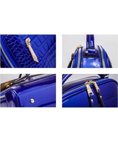 Women Crocodile Pattern Ladies Bright Synthetic PU Leather Crossbody Shoulder Handbag Tote Satchel Clutches-Blue Purple $28.2...