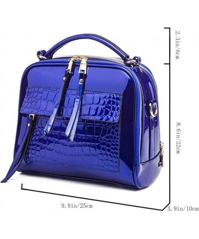 Women Crocodile Pattern Ladies Bright Synthetic PU Leather Crossbody Shoulder Handbag Tote Satchel Clutches-Blue Purple $28.2...