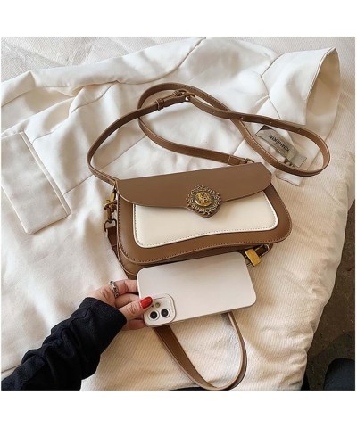 Contrast color small square bag for women with one shoulder crossbody underarm handbag for women Caramel Brown $17.16 Shoulde...