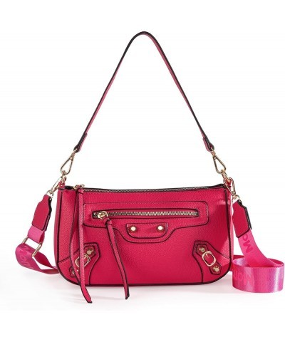 MEDIUM Shoulder Hobo Bags for Women Trendy Purses Leather Clutch Purse and Handbags Hobo-strap Hot Pink $9.71 Shoulder Bags