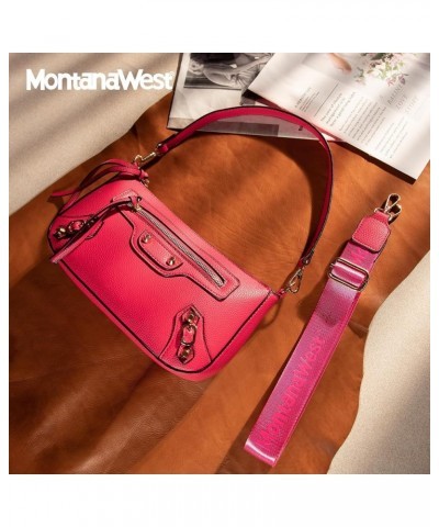 MEDIUM Shoulder Hobo Bags for Women Trendy Purses Leather Clutch Purse and Handbags Hobo-strap Hot Pink $9.71 Shoulder Bags