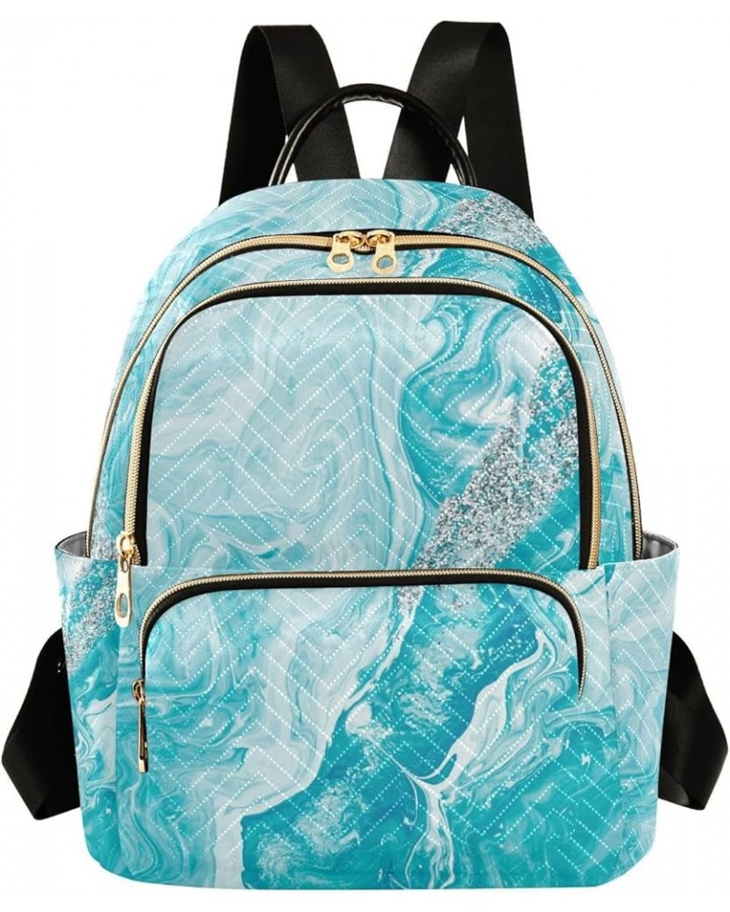 Small Backpack for Women Travel Bag Turquoise Abstract Marble Daypack Purse Fashion Shoulder Bag Rucksack Small B547 $11.18 B...