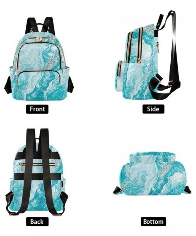 Small Backpack for Women Travel Bag Turquoise Abstract Marble Daypack Purse Fashion Shoulder Bag Rucksack Small B547 $11.18 B...